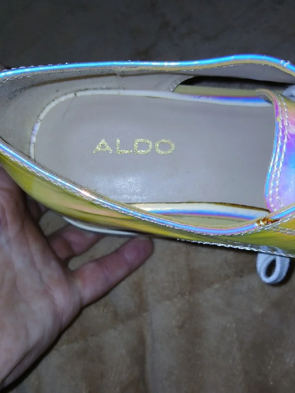 Aldo Holographic Platform Laceup Cutout Oxfords Iridescent Sz: 7.5